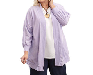 On The Plus Side - Becky Solid Long Sleeve Cotton Knit Plus Size Jacket