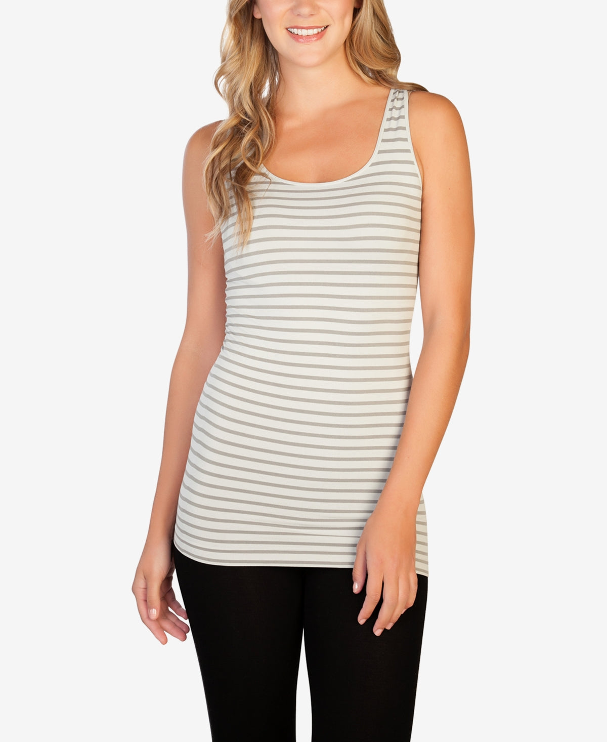 skinnytees Women's Tonal Stripe Tank Top Gray Size Regular