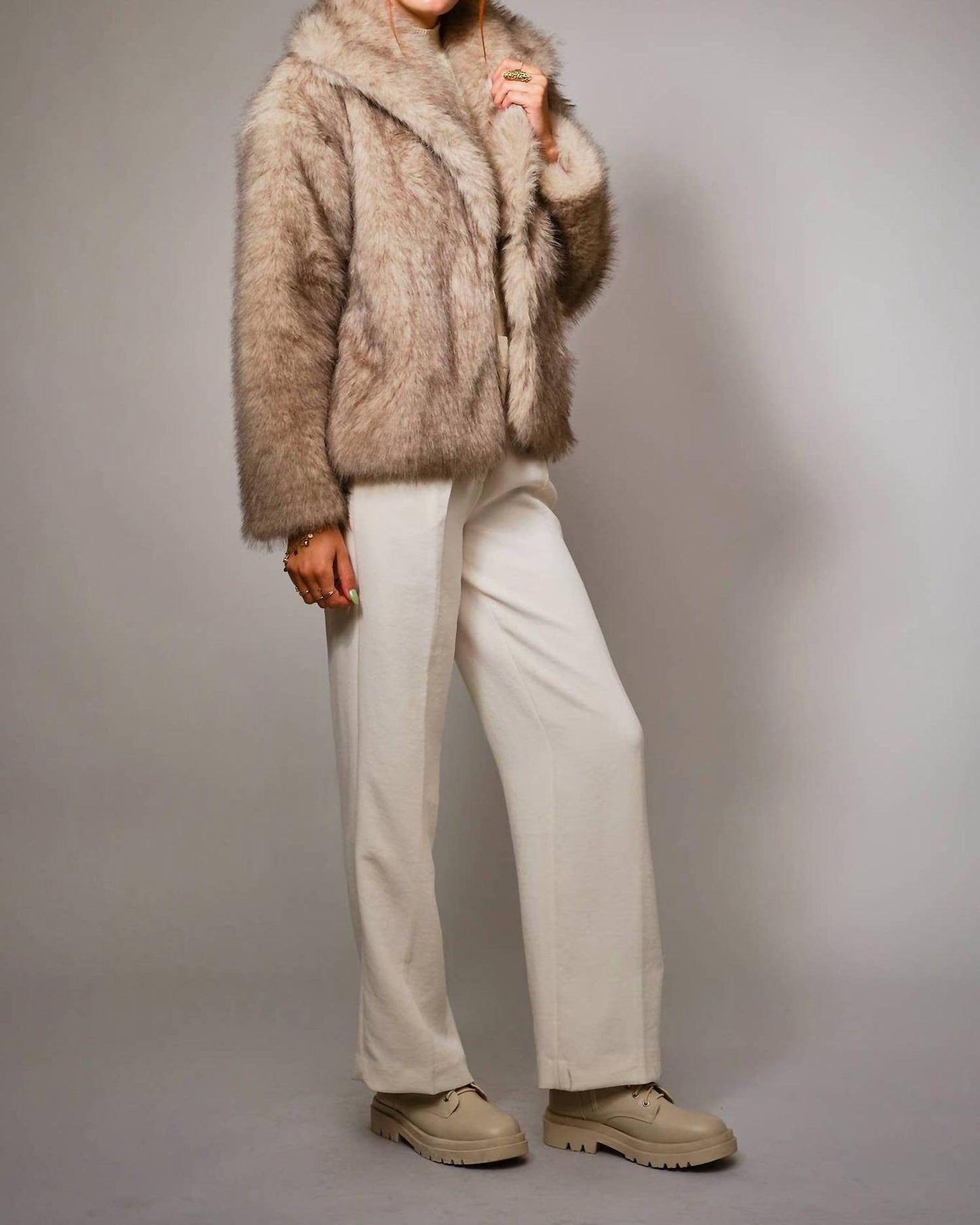 Blue B - Women's Two Tone Faux Fur Jacket