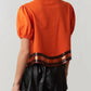Peach Love - Witches Please Top: Sequins Embroidered Halloween Top