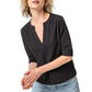 Lilla P - Women's Elbow Sleeve Split Neck Top