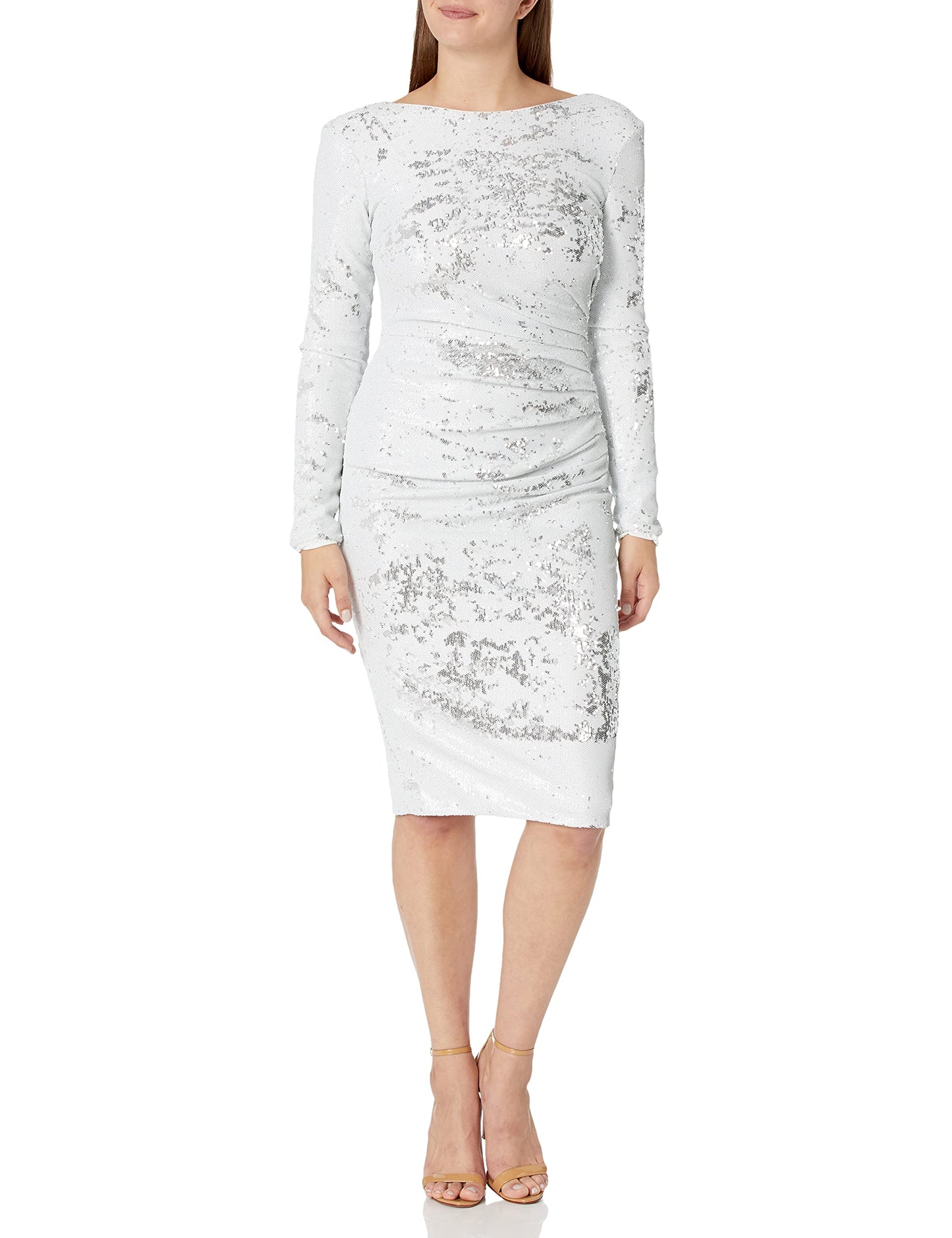 Dress the Population Women's Bodycon, White Multi, M