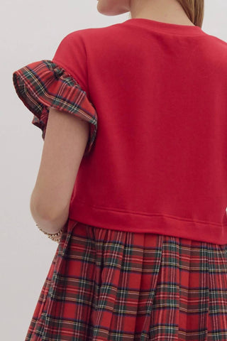 Entro - Tartan Plaid with a Bow Dress