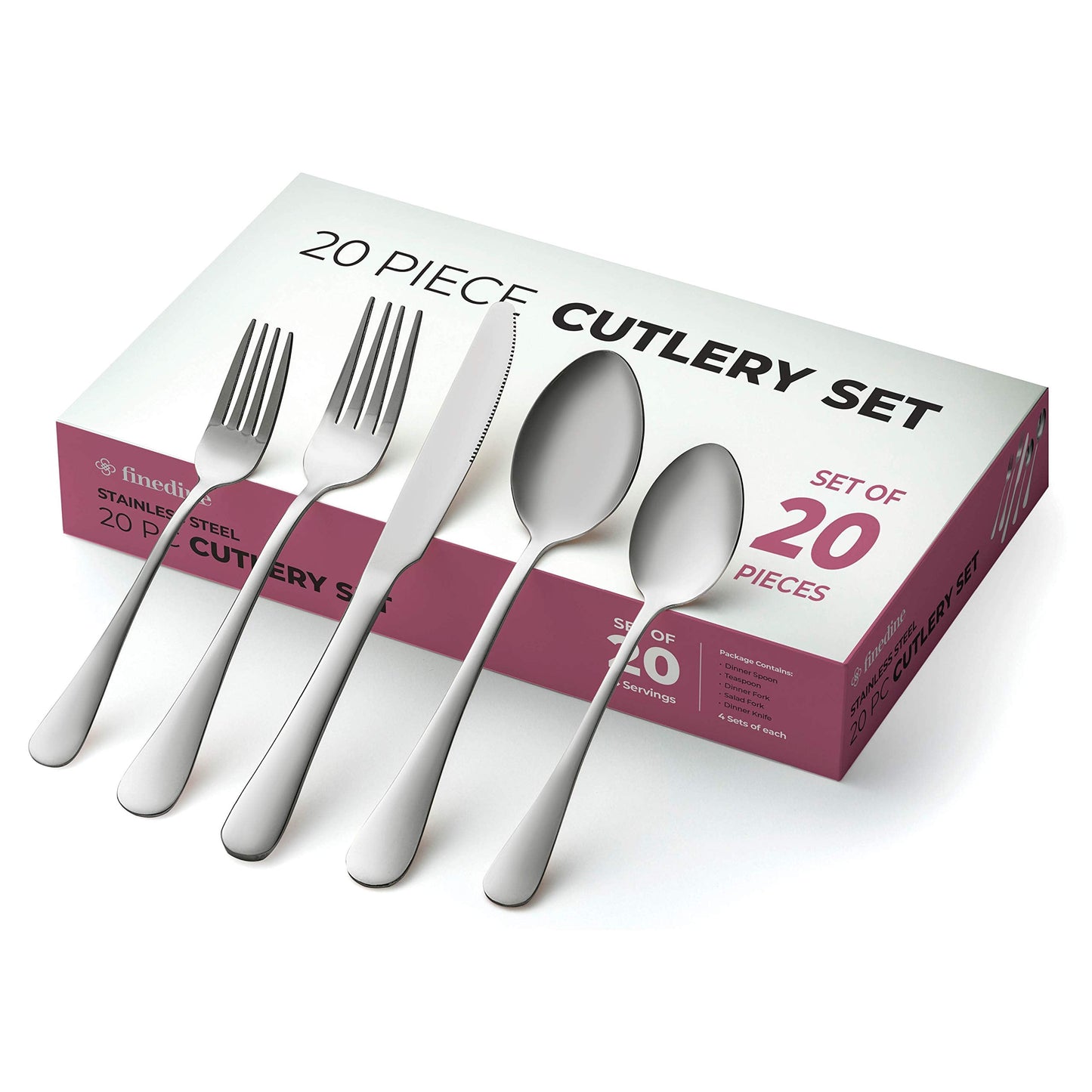 20-Piece Stainless Steel Silverware Set - Attractive Mirror Finished Flatware Set