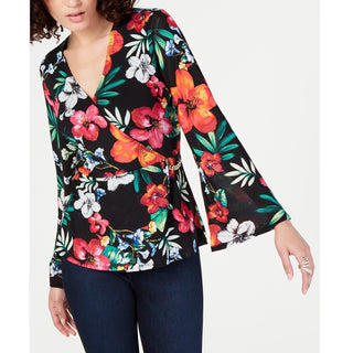 Thalia Sodi Women's Tropical-Print Surplice Blouse Tropical Flor Size 2 Extra Large
