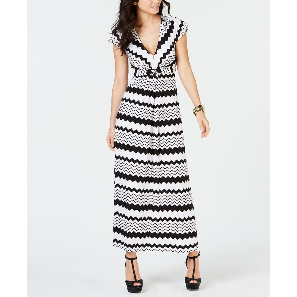 Thalia Sodi Women's Printed Maxi Dress Black/White Size Small