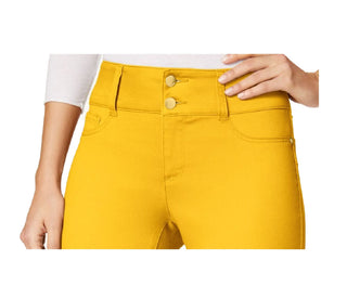 Thalia Sodi Women's Double-Button Skinny Ankle Pants Yellow Size 6
