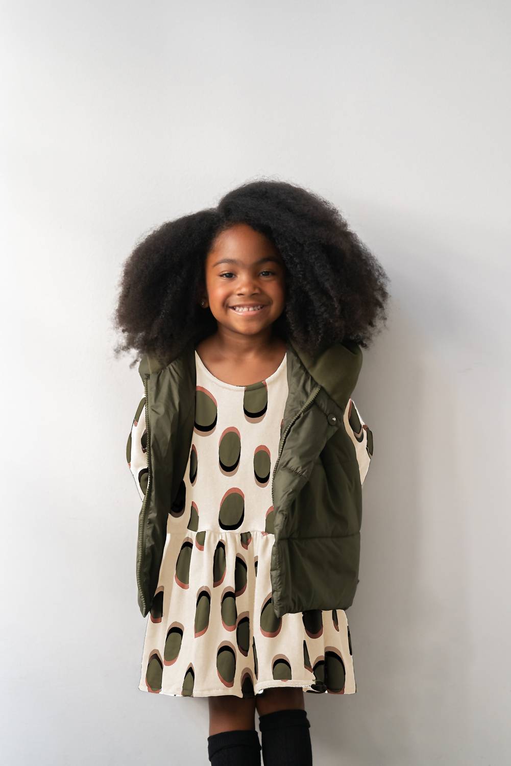 Omamimini - Girls' Drop Waist Long Sleeve Terry Dress