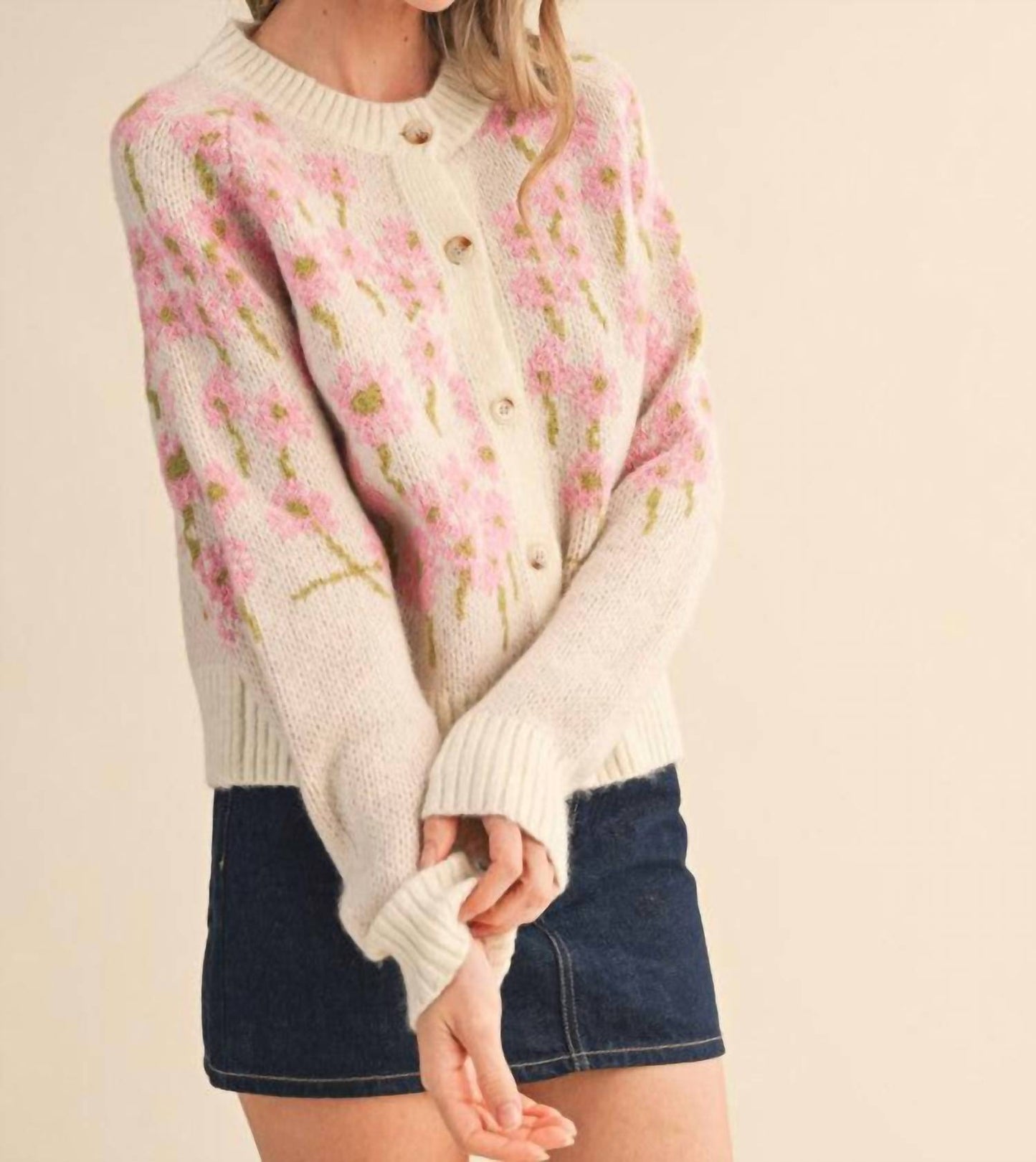 &Merci - Southern Grace Floral Knit Sweater Cardigan