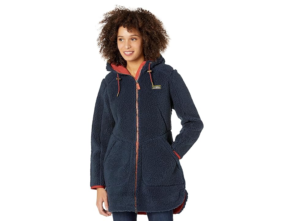 LLBean Women's Mountain Pile Fleece Coat - Carbon Navy
