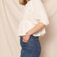 En Creme - Puff Sleeve Embroidered Top