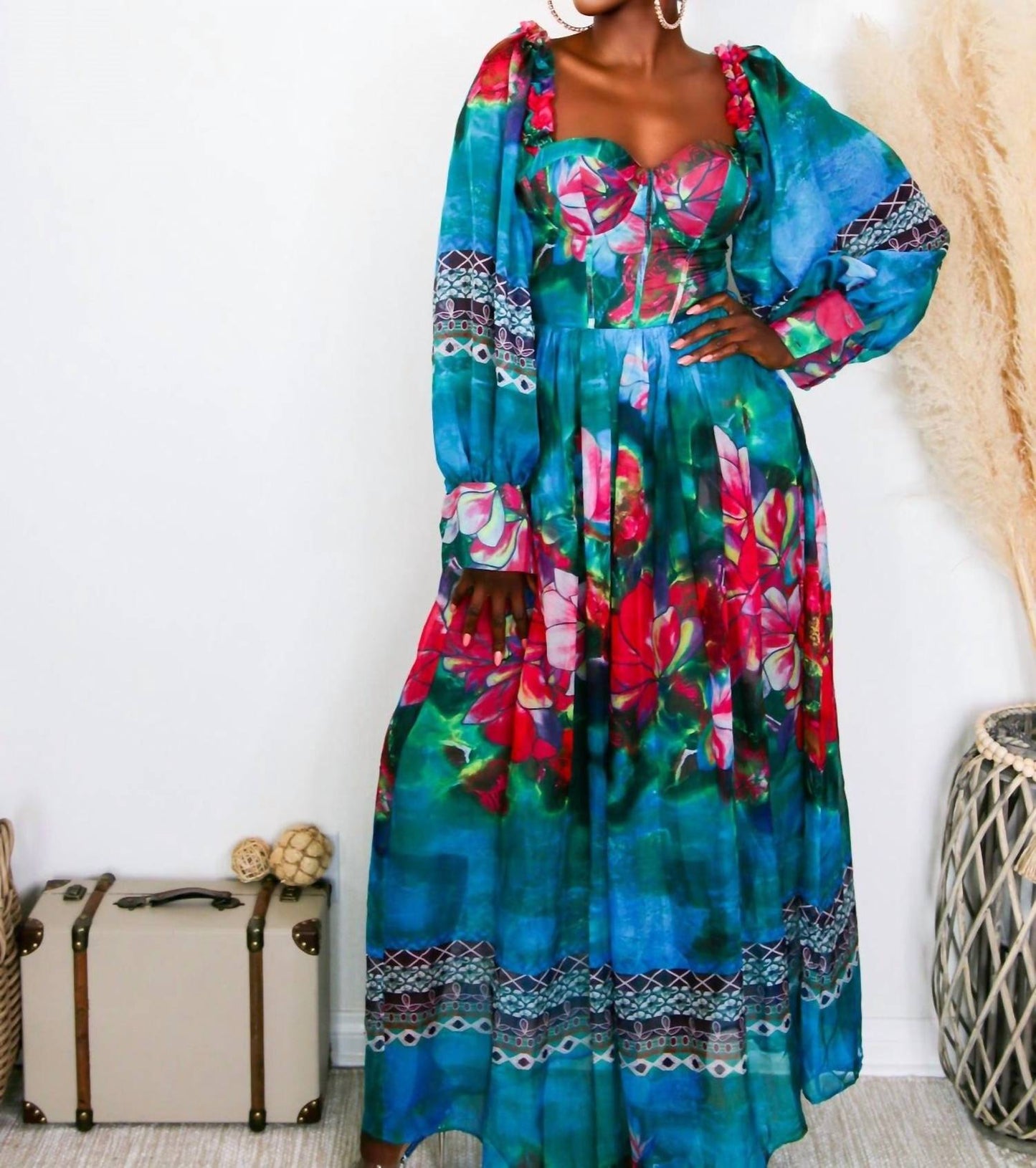Little Secret Of Mine - Women's Full Length Floral Dress