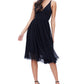 Dress The Population Women's Alicia Mixed Media Midi Dress Black Size Medium