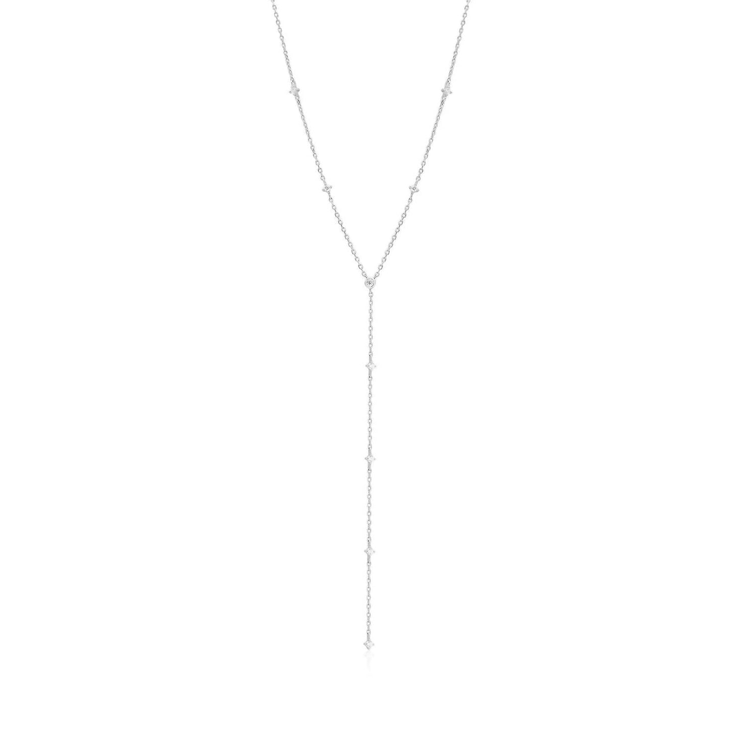 Eklexic - Women's Cz Studded Lariat Necklace