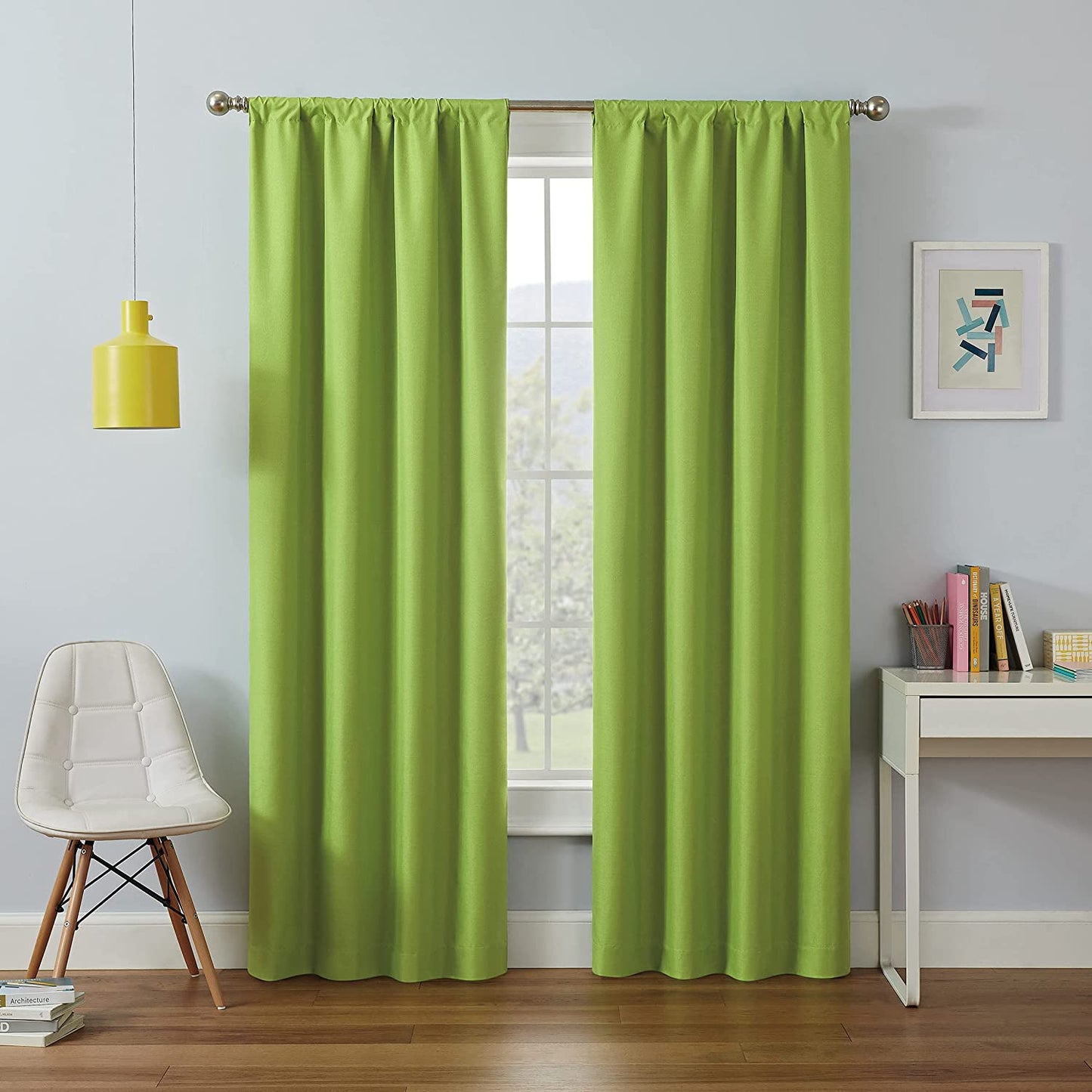 J&V TEXTILES 2 Panels Solid Grommet Faux Silk Window Curtain Drapes Treatment in 84" Length