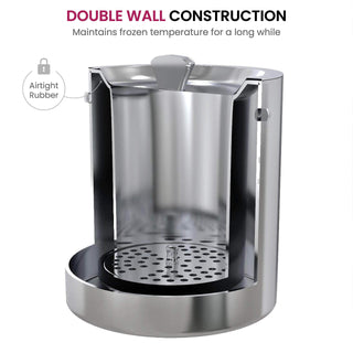 Double- Wall Stainless Steel Insulated Ice Bucket with Lid & Ice Tong