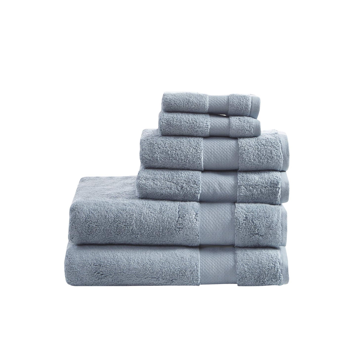 MADISON PARK SIGNATURE Turkish Cotton Luxury Bathroom Towel Set  Blue 6 Piece