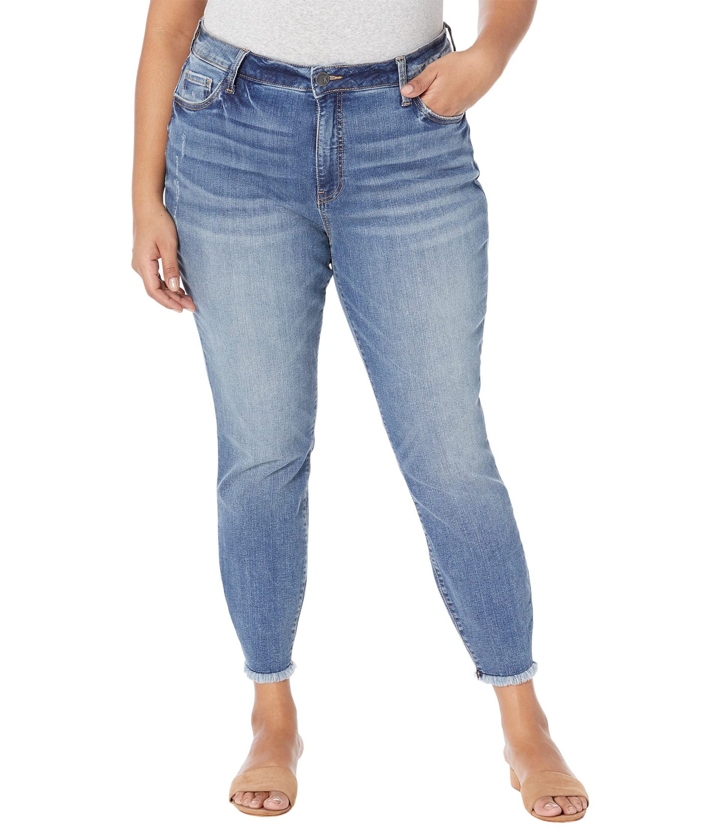 KUT from the Kloth Plus Size Donna High-Rise Ankle Skinny W/Fray Hem in Always Jeans for Women with Cropped-Length and Pull-On Style Always 16W 28