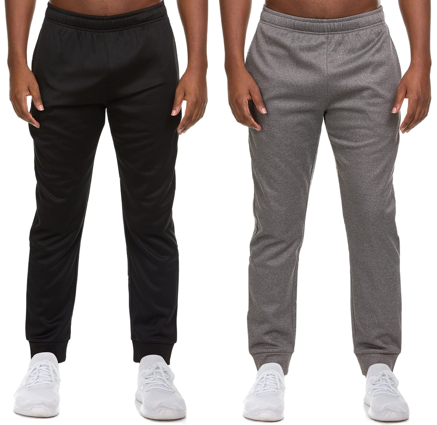 Russell Athletic Mens 2 Pack Fleece Workout Jogger Pants Gym Sweatpants  Gray  Black Medium