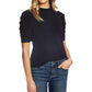 CeCe 3/4 Puffed Sleeve Mock Neck Top Rich Black LG