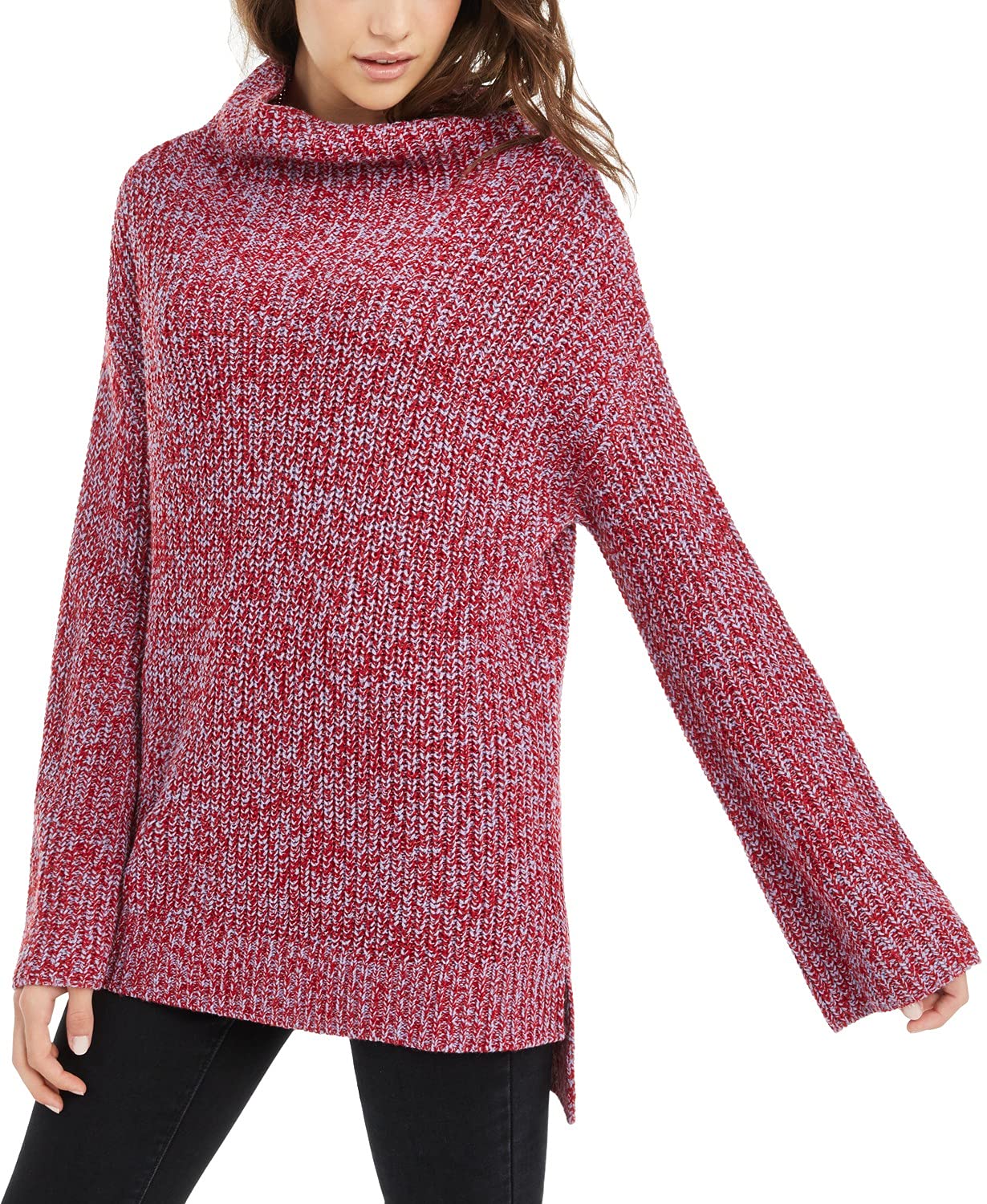American Rag Juniors' Women's Flare-Sleeved High-Low Sweater Red Size X-Small