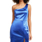 Crystal Doll Womens Juniors Satin One Shoulder Party Dress Blue 5