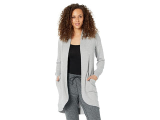 LLBean Women's SoftFlex Long Open Cardigan - Gray Heather