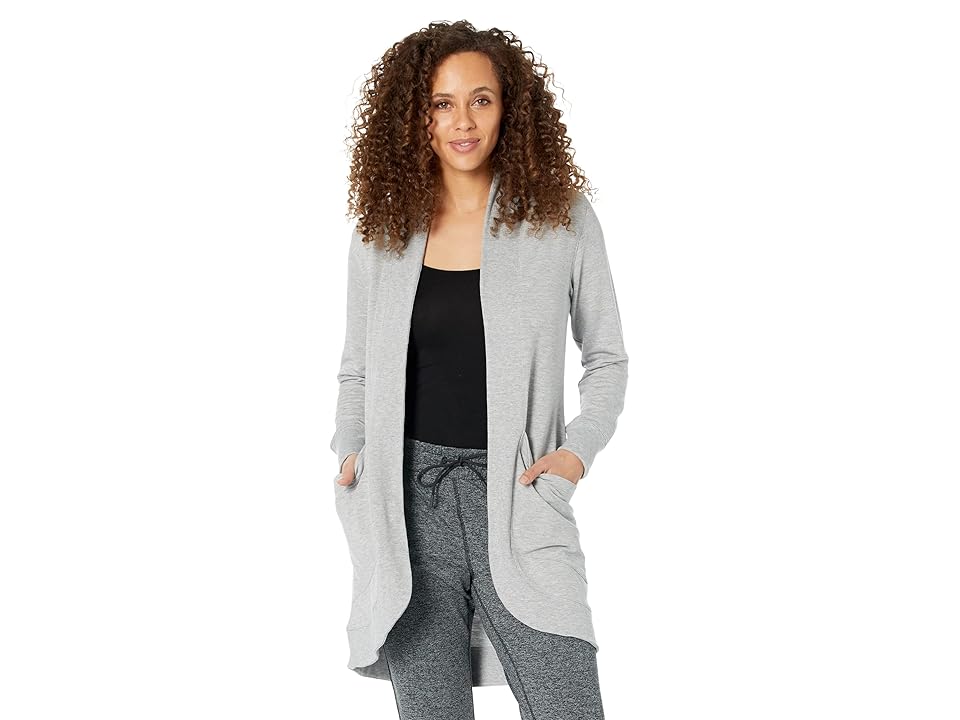 LL Bean Women's SoftFlex Long Open Cardigan - Gray Heather