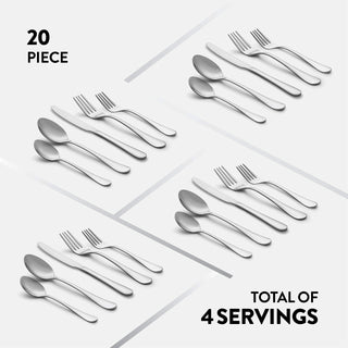 20-Piece Stainless Steel Silverware Set - Attractive Mirror Finished Flatware Set
