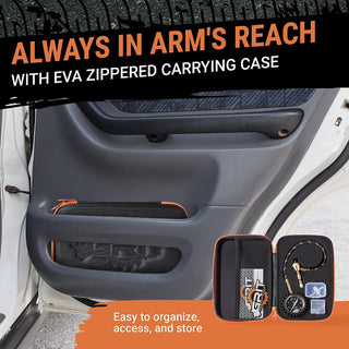 Tire Pressure Gauge (0-60 PSI) Heavy Duty, with Custom Foam Case, Chrome Caps & Valve Core Repair Tool, Rapid Air Pressure Gauge, Tire Deflators Offroad Accessories, 4x4 Tires