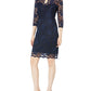 Karen Kane Women's V-Neck Scallop Lace Dress, Navy