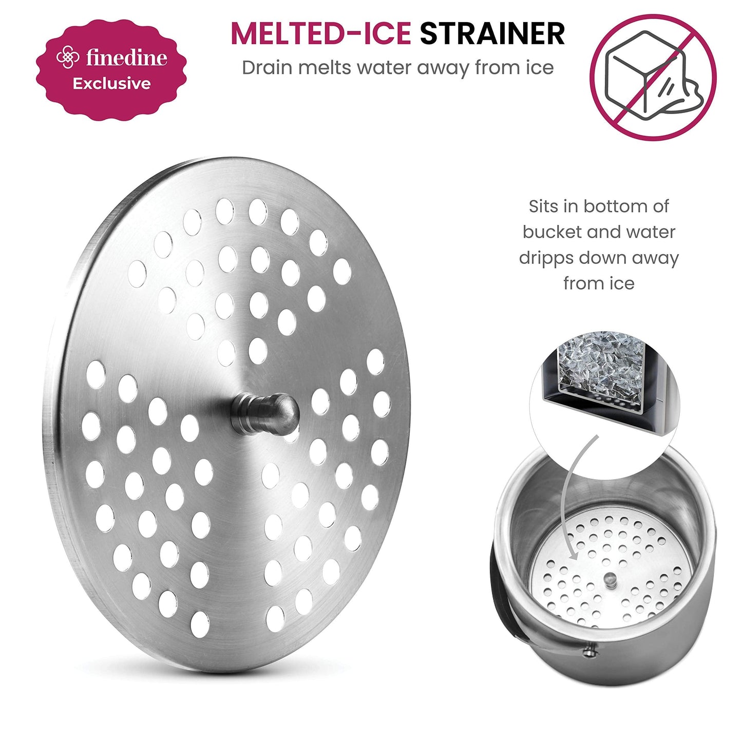 Double- Wall Stainless Steel Insulated Ice Bucket with Lid & Ice Tong