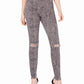 Rewash Juniors' Stevie Ripped Printed Skinny Jeans Grey Snake Print Size 11