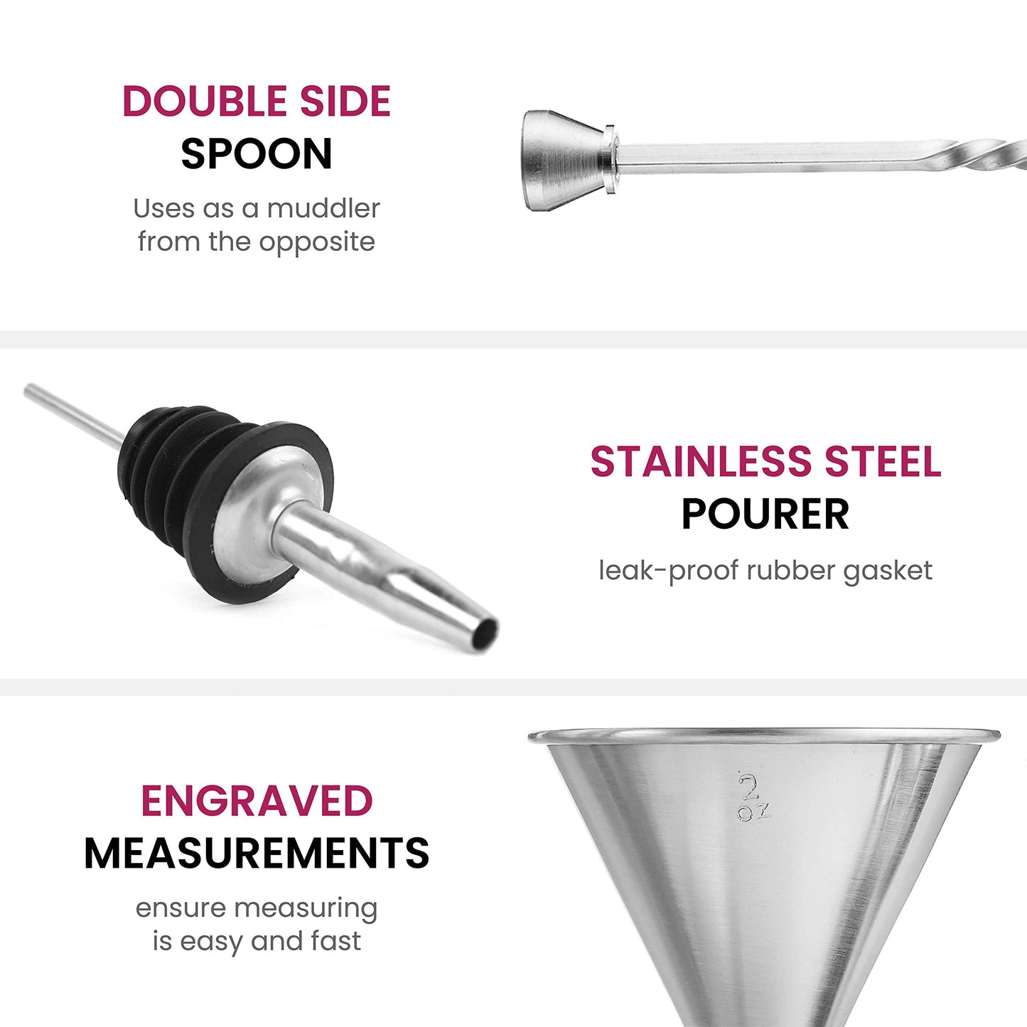 7-Piece Stainless Steel Cocktail Shaker Set