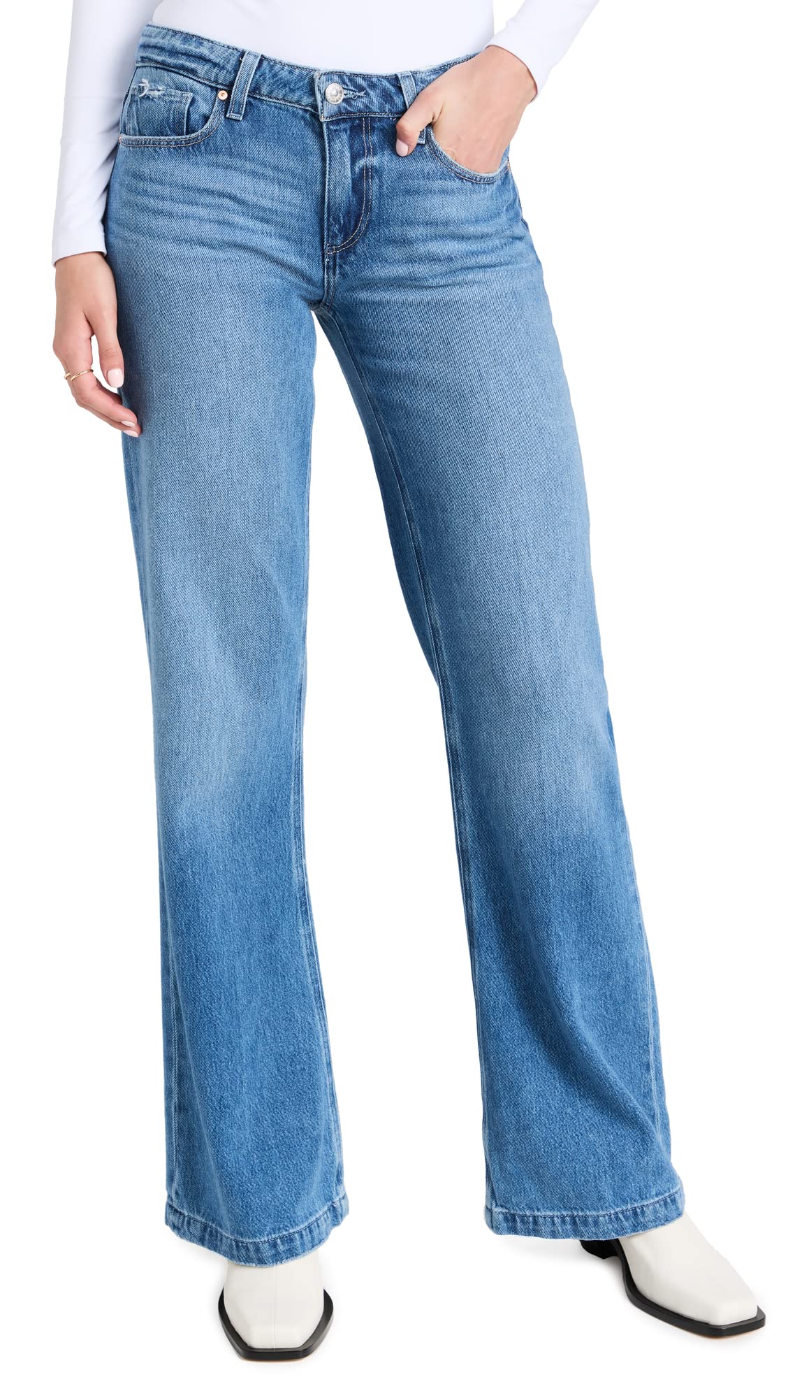 PAIGE Women's Sonja Aduna Distressed Jeans, Aduna Distressed, Blue, 30