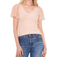 1.STATE Womens Flutter Short Sleeve V Neck Top Spanish Villa M Pink