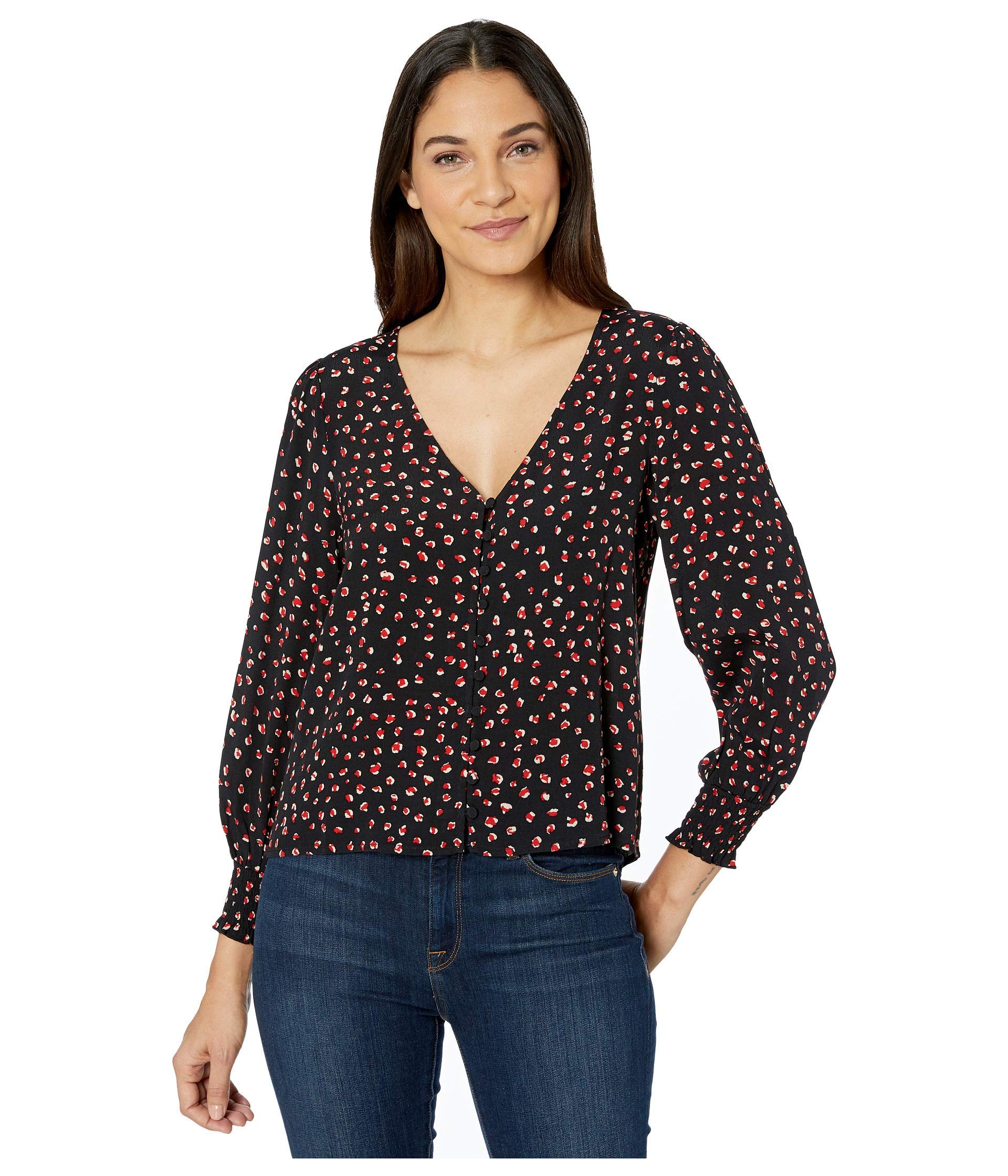 Sanctuary Noelle Smocked Sleeve Blouse Red Party Pop LG (US 10-12)
