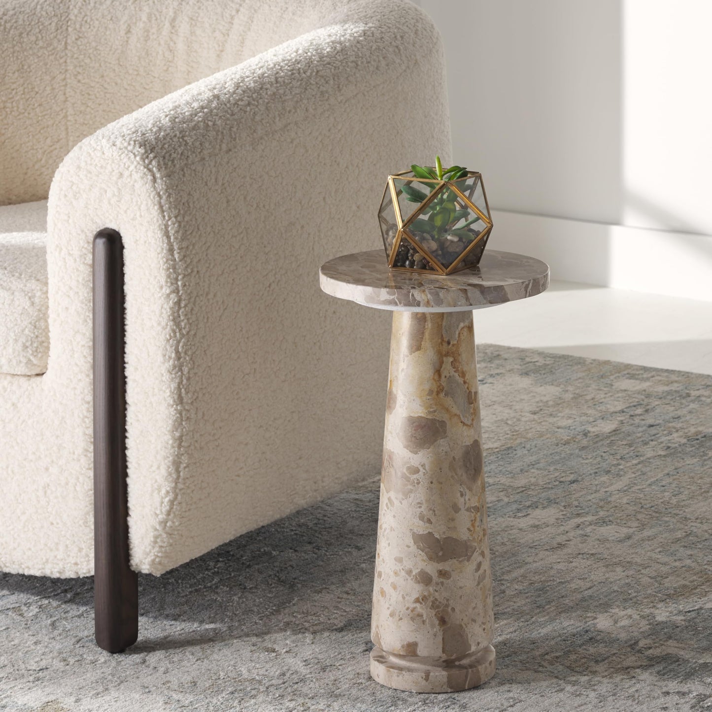 Safavieh Couture Collection Valentia Beige Marble Round Accent Table
