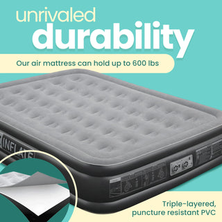 EZ INFLATE Double High Luxury Air Mattress with Built in Pump