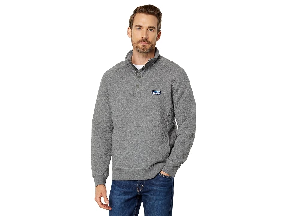 LLBean Men's Quilted Sweatshirt - Gray Heather, Size 2XL
