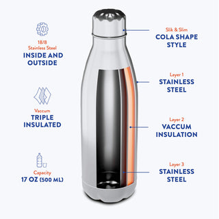 Triple-Insulated Stainless Steel Water Bottle - 2 Pack
