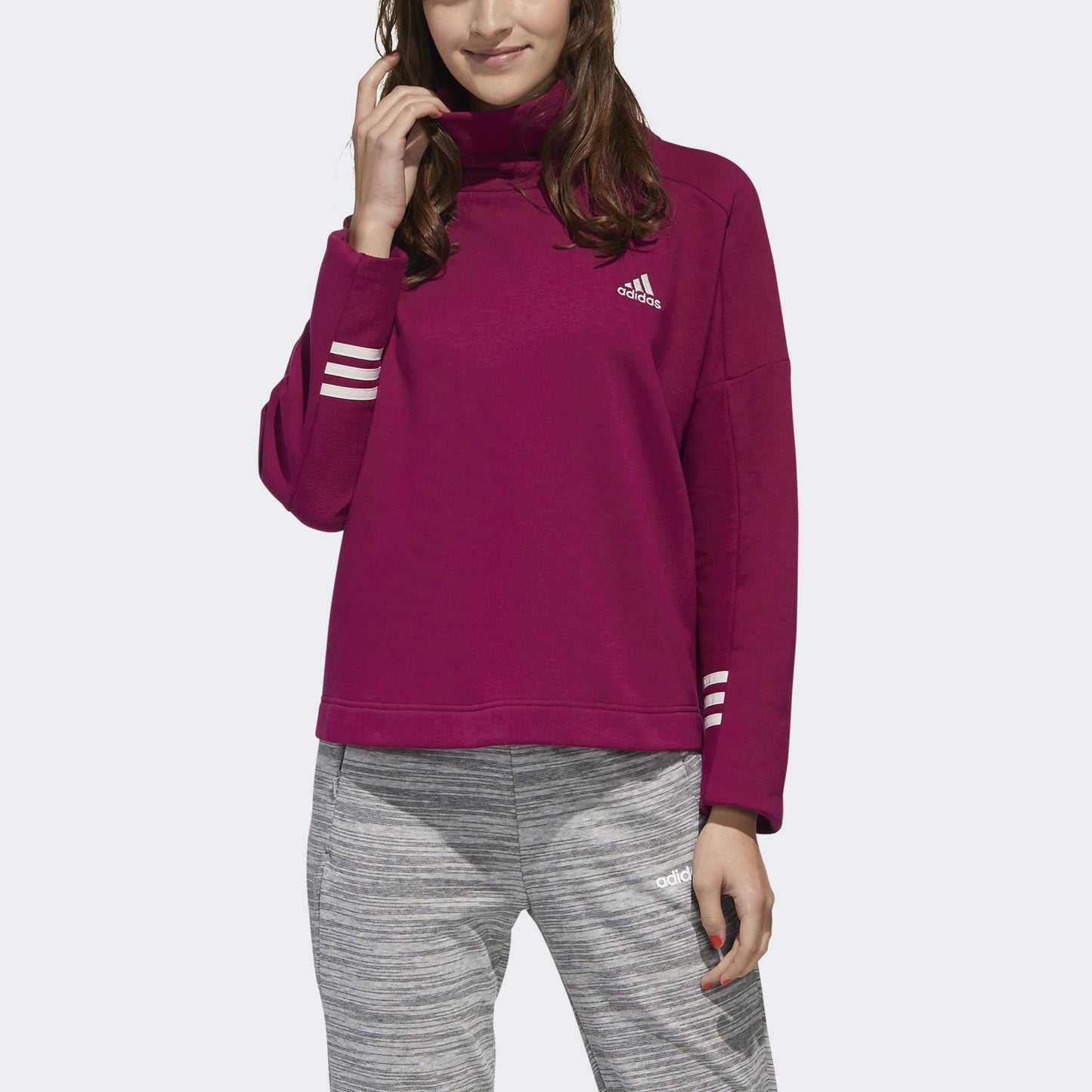 adidas womens Essentials Comfortfunnelneck Sweatshirt power berry Medium