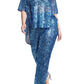 ELOQUII Women's Plus Size Sequin Open Mesh Straight Leg Pant - 20, Blue Steel