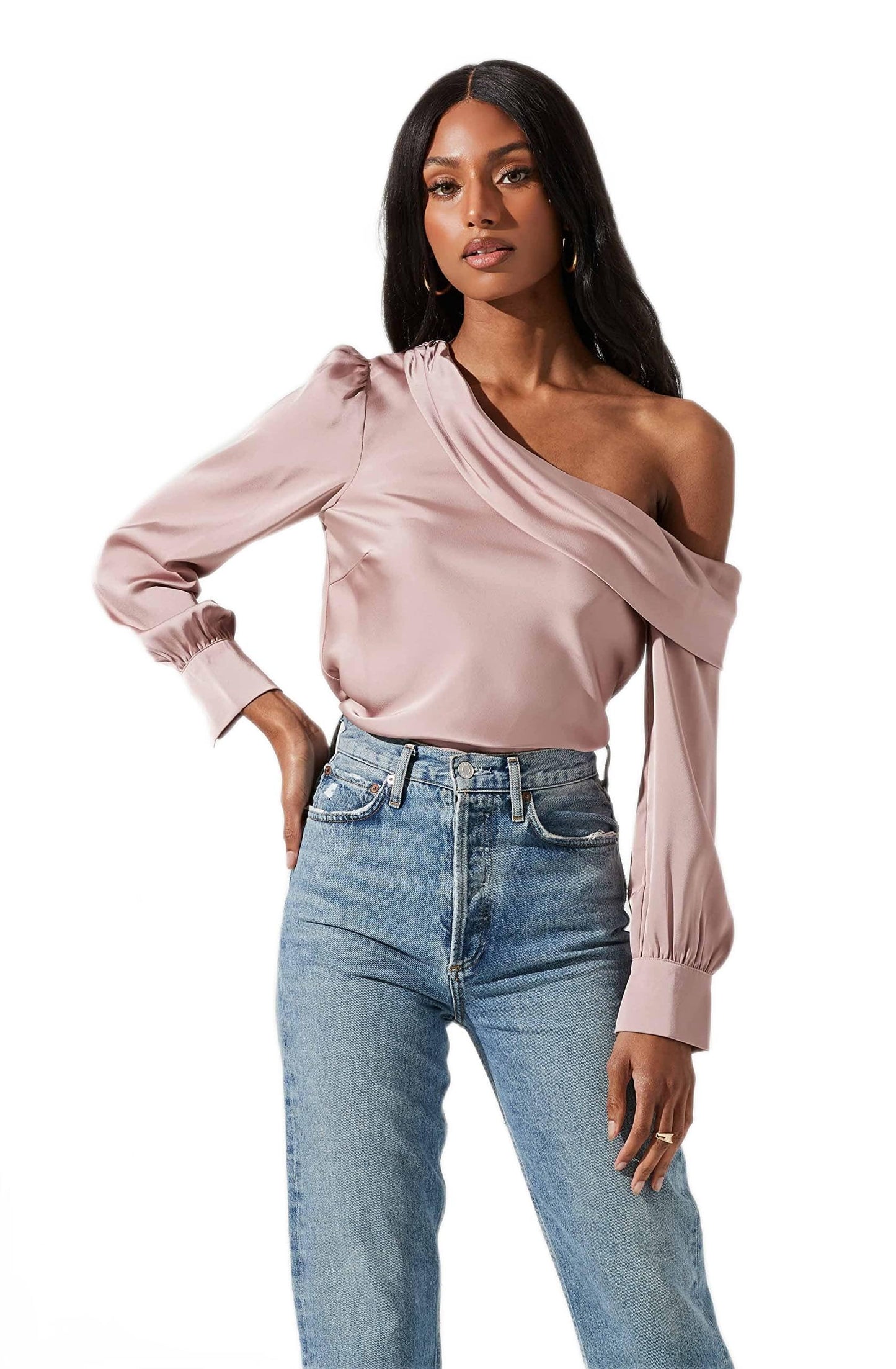 Ellen Draped Off Shoulder Long Sleeve Top