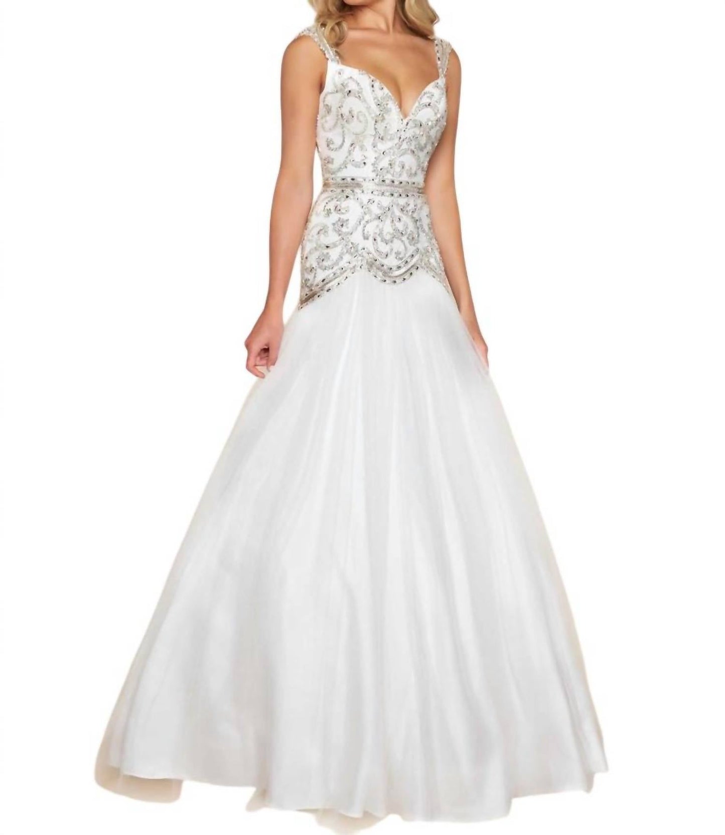 Mac Duggal - Beaded Bodice Fit and Flare Ball Gown