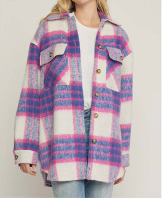 Entro - FUZZY PLAID JACKET