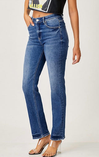 Risen - Mid Rise Slim Relaxed Straight Jeans