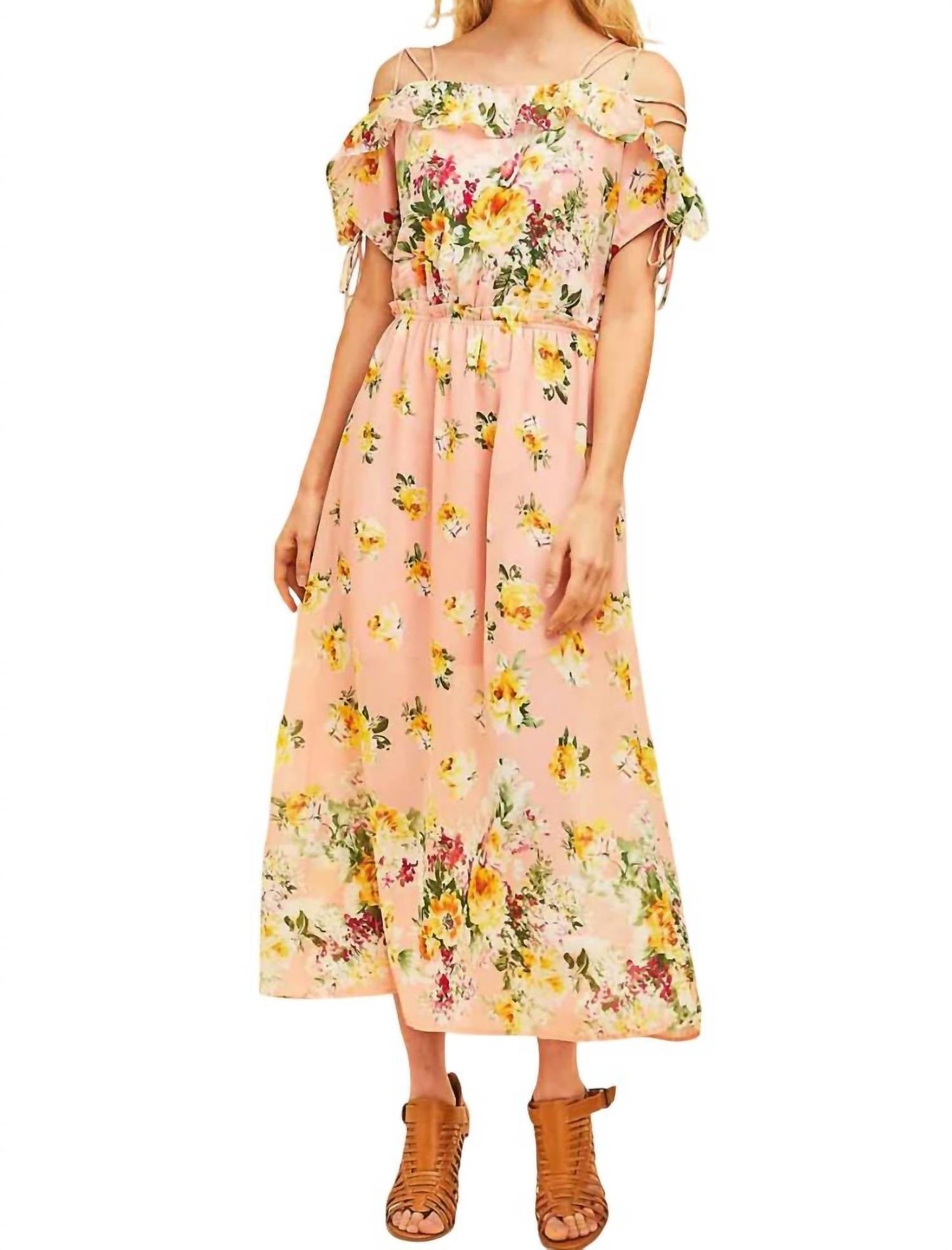 Entro - Floral Lace Up Maxi Dress
