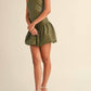 Klesis - Faux Leather Chevron Drop Waist Mini Dress