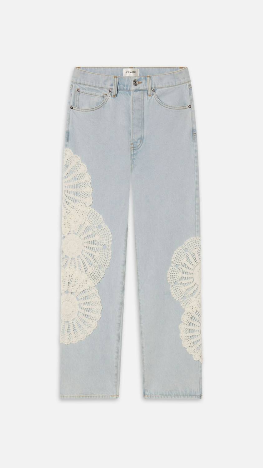 Frame - Crochet High Rise Vertical Crop Jeans